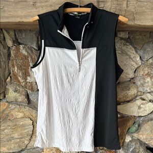 Jamie Sadock Black & White Asymmetrical Polo Tank Top Women’s size Meduim